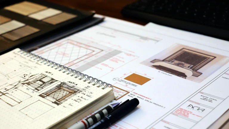 Documents et carnet de notes préparant un projet web